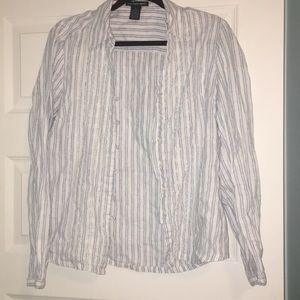 Blue and White Striped Button Up